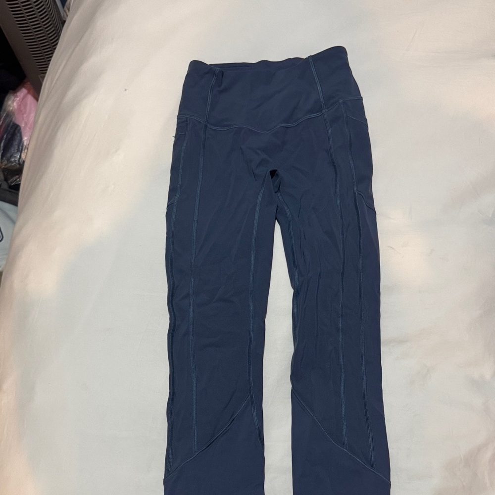 Women Navy Blue lululemon Leggings high waisted with pockets